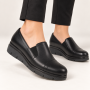 pantofi dama negri din piele naturala cu platforma joasa si elastic lateral NA270NP Ciucaleti